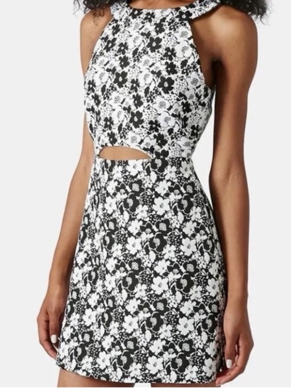 Topshop Black & White Floral Mini Dress
